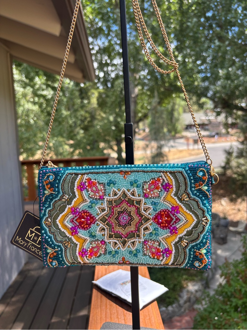 Mary Frances Venice teal Multicolor Beaded bag with Crossbody - Picture 3 of 17